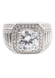 Mens Silver CZ Pinky Ring | Appx 10 Grams