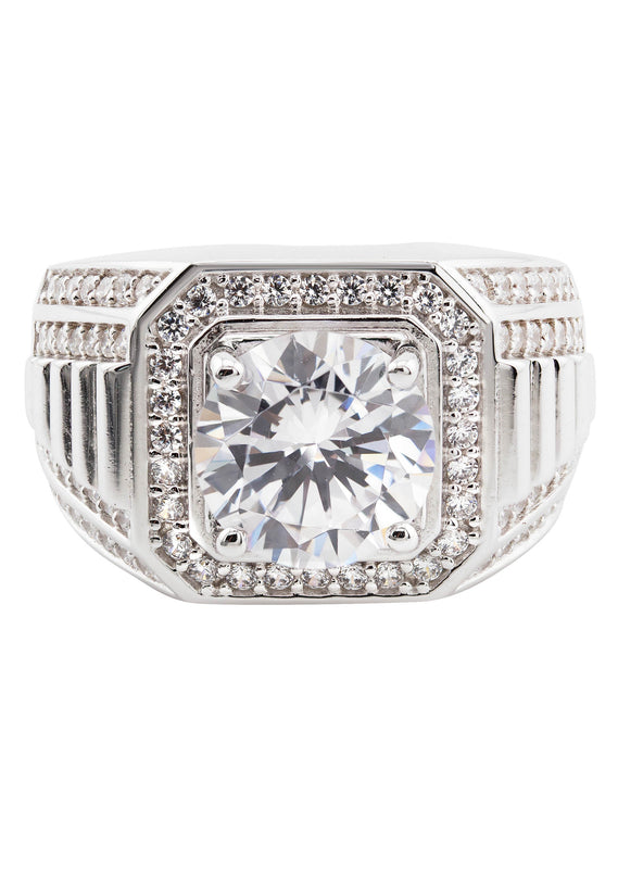 Mens Silver CZ Pinky Ring | Appx 10 Grams