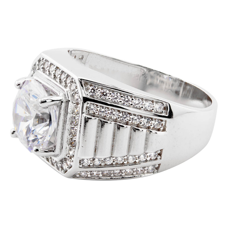 Mens Silver CZ Pinky Ring | Appx 10 Grams