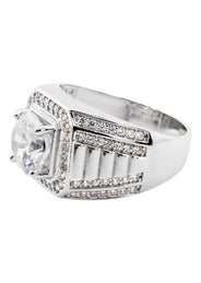 Mens Silver CZ Pinky Ring | Appx 10 Grams