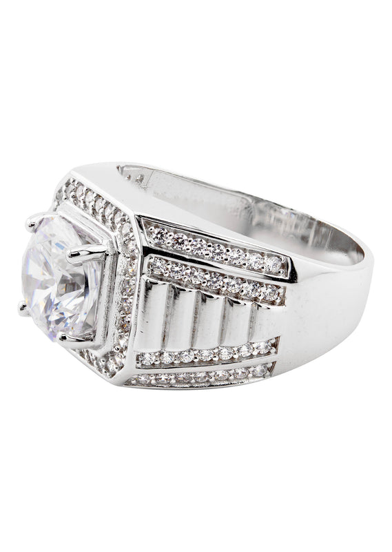 Mens Silver CZ Pinky Ring | Appx 10 Grams