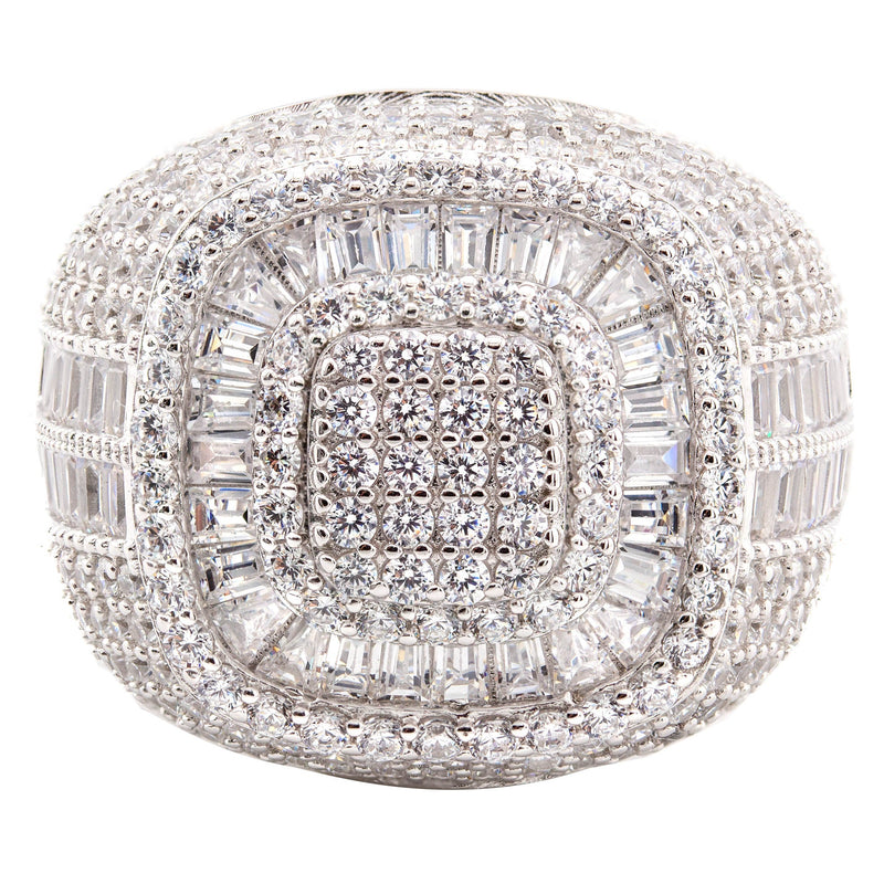 Mens Silver Baguette Ring | Appx 12.6 Grams