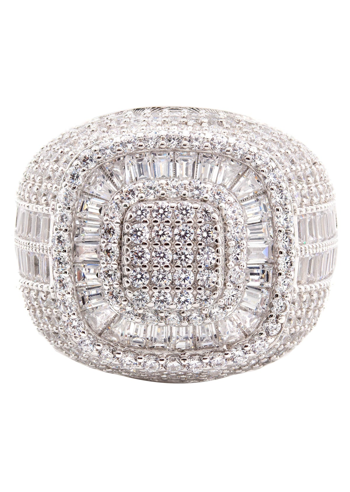 Mens Silver Baguette Ring | Appx 12.6 Grams