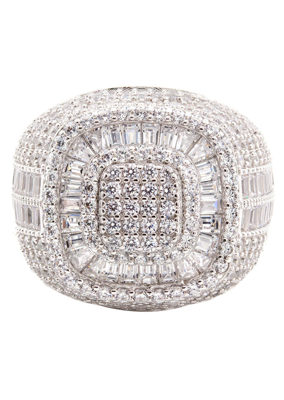 Mens Silver Baguette Ring | Appx 12.6 Grams