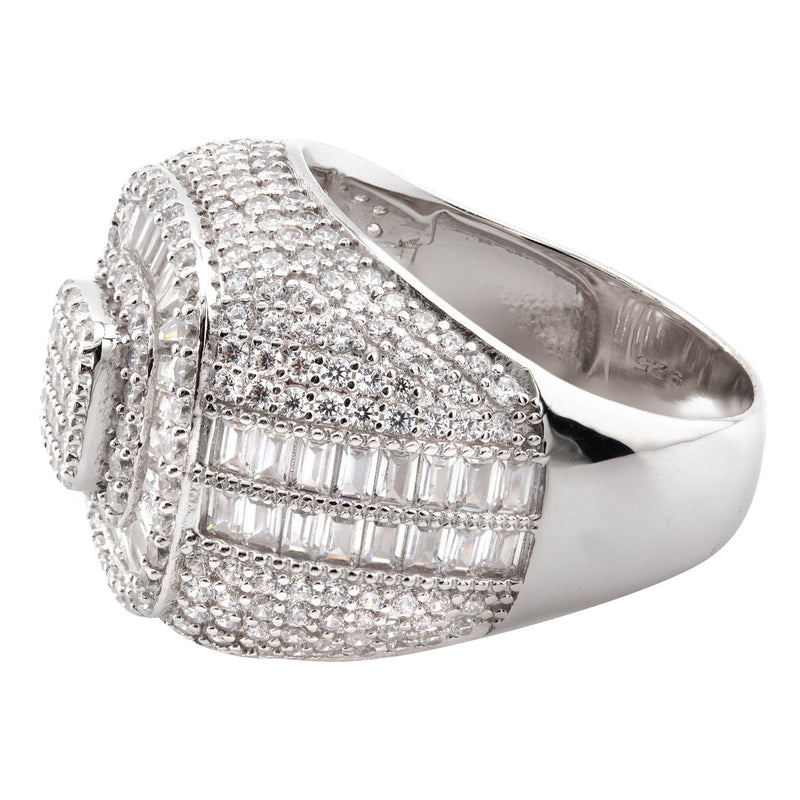 Mens Silver Baguette Ring | Appx 12.6 Grams