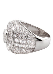 Mens Silver Baguette Ring | Appx 12.6 Grams