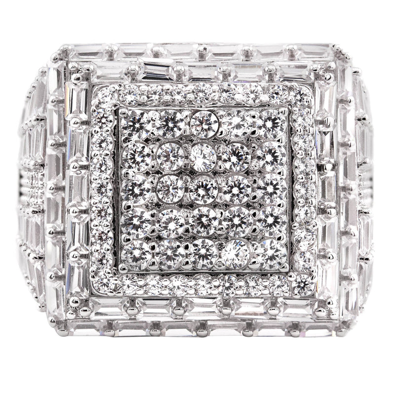 Mens Silver Baguette Ring | Appx 12.2 Grams
