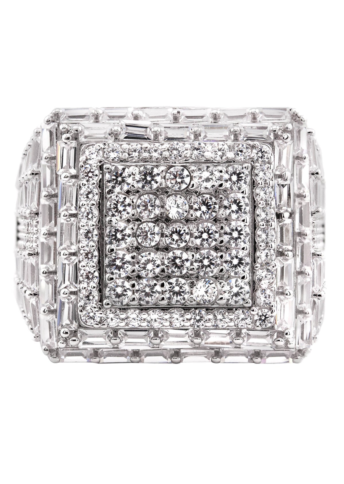 Mens Silver Baguette Ring | Appx 12.2 Grams