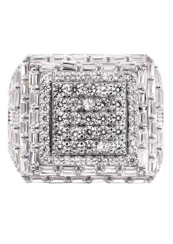 Mens Silver Baguette Ring | Appx 12.2 Grams
