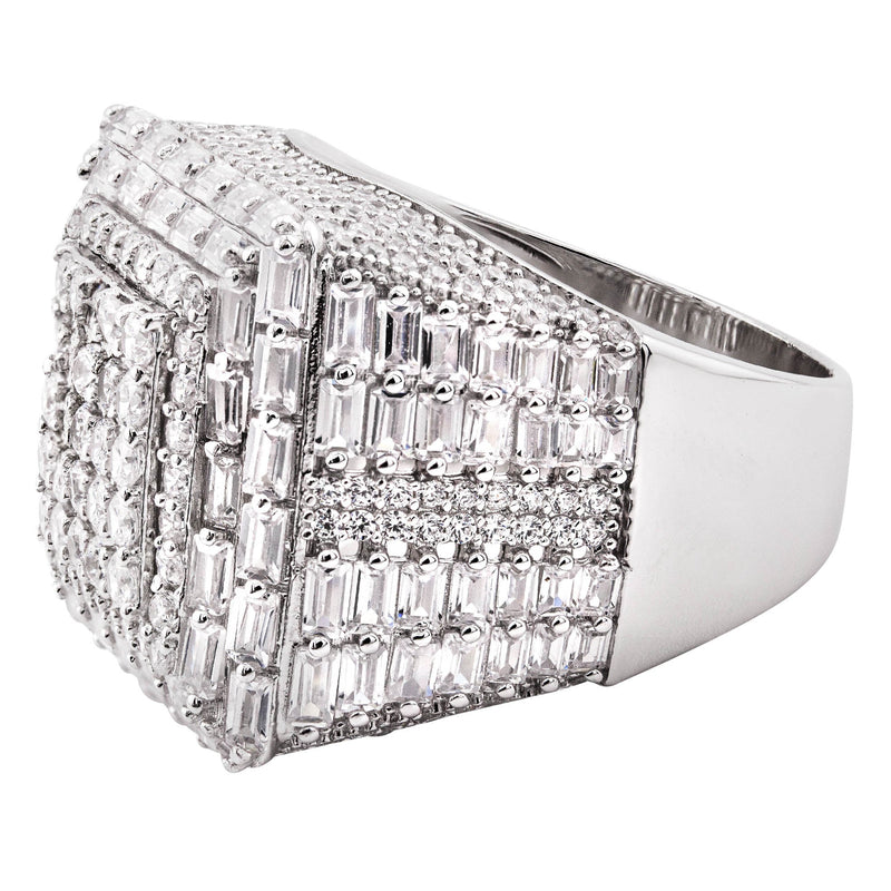 Mens Silver Baguette Ring | Appx 12.2 Grams