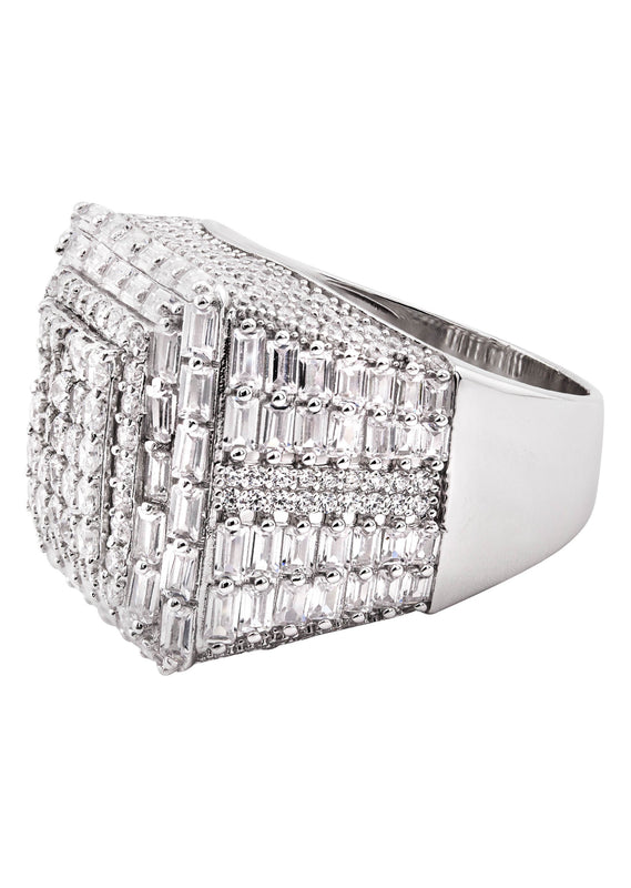 Mens Silver Baguette Ring | Appx 12.2 Grams
