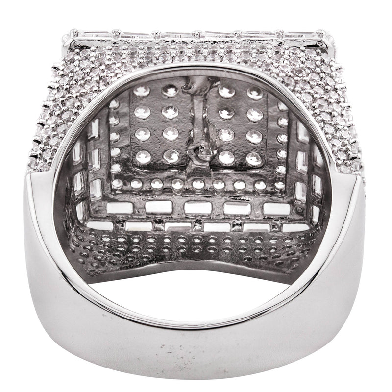 Mens Silver Baguette Ring | Appx 12.2 Grams
