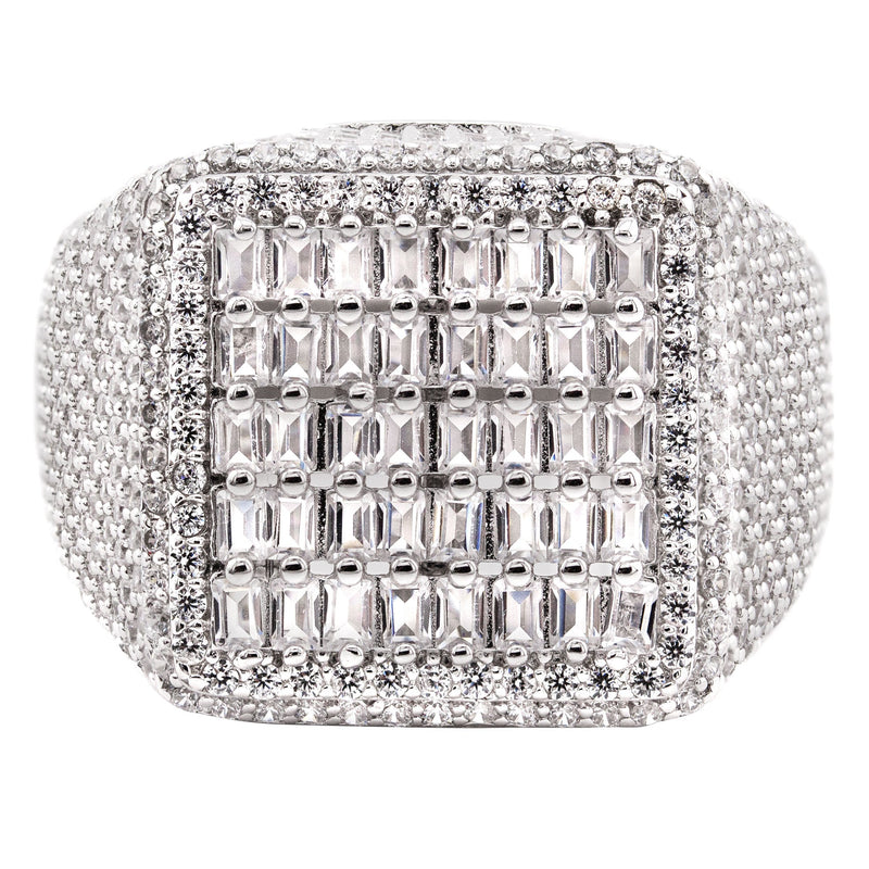 Mens Silver Baguette Ring | Appx 10 Grams
