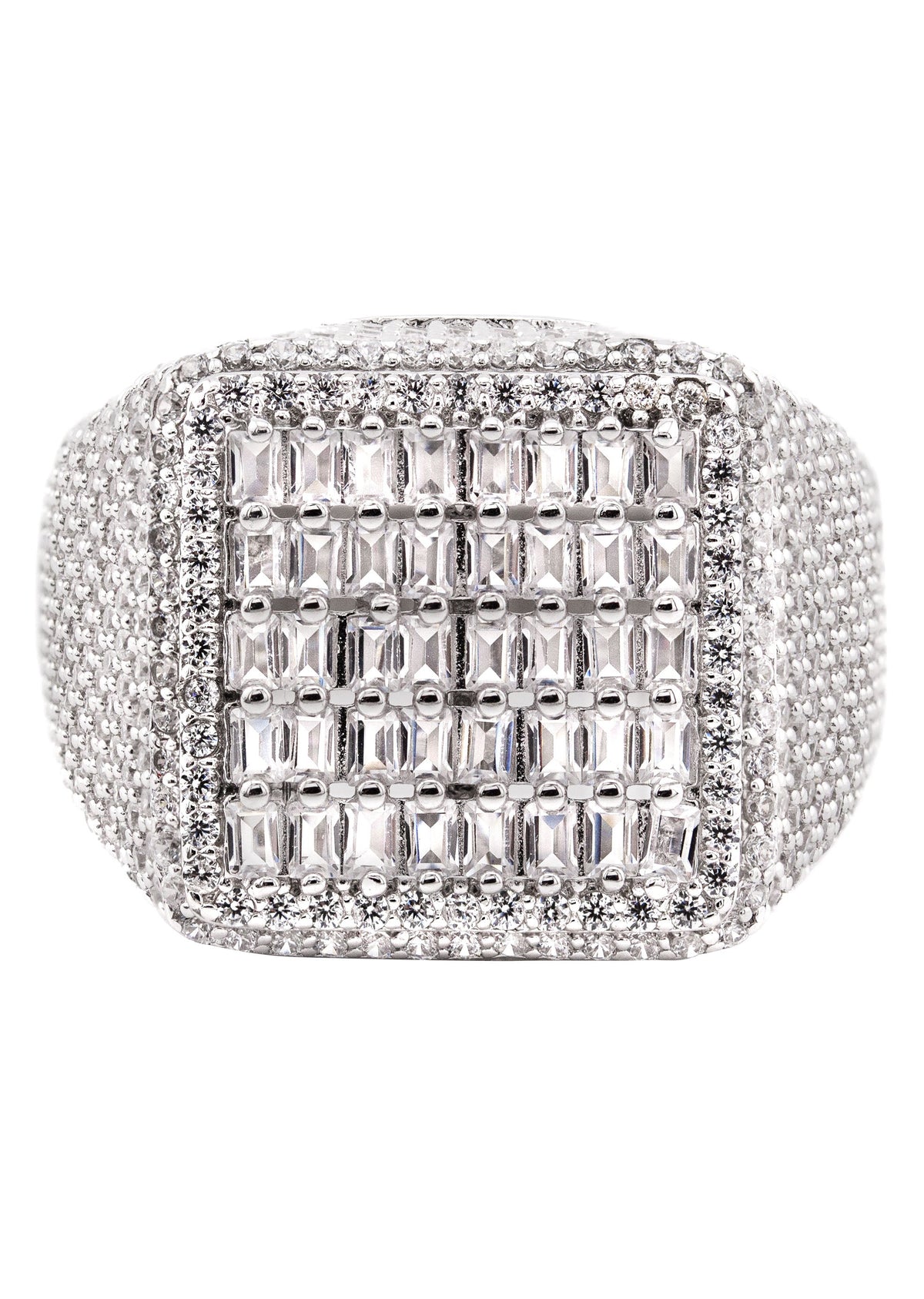 Mens Silver Baguette Ring | Appx 10 Grams