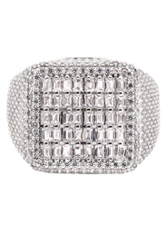 Mens Silver Baguette Ring | Appx 10 Grams