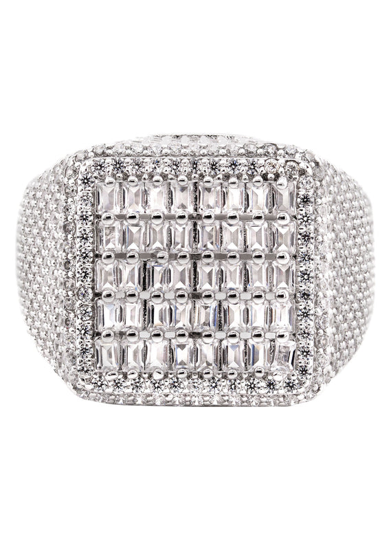 Mens Silver Baguette Ring | Appx 10 Grams