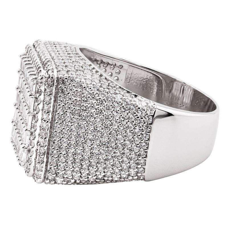 Mens Silver Baguette Ring | Appx 10 Grams