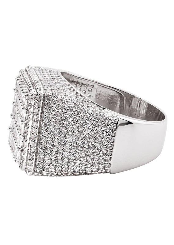Mens Silver Baguette Ring | Appx 10 Grams