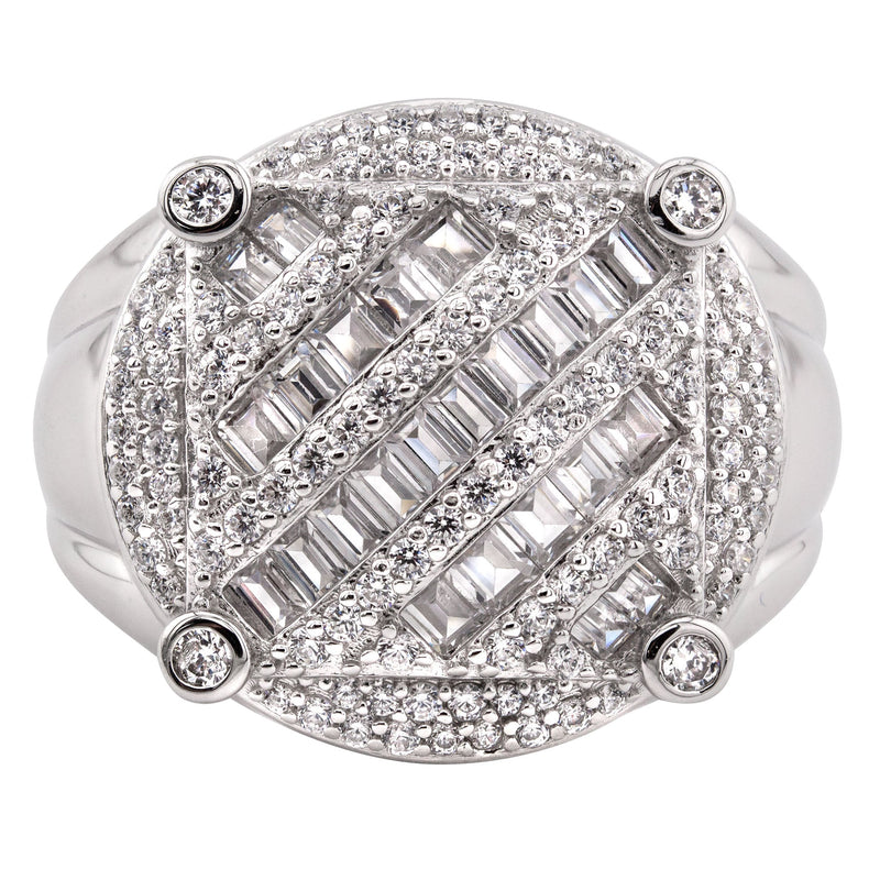 Mens Silver Baguette Pinky Ring | Appx 10.6 Grams