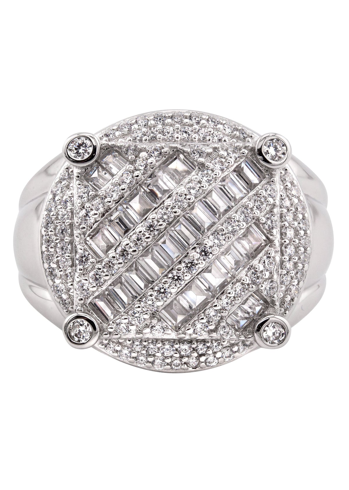 Mens Silver Baguette Pinky Ring | Appx 10.6 Grams
