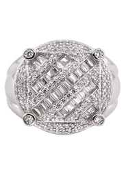 Mens Silver Baguette Pinky Ring | Appx 10.6 Grams