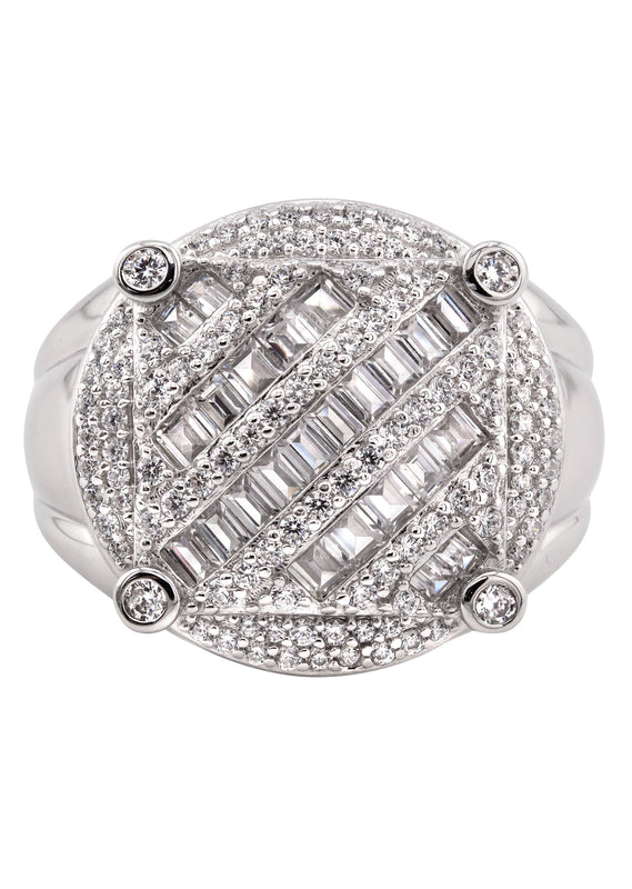 Mens Silver Baguette Pinky Ring | Appx 10.6 Grams