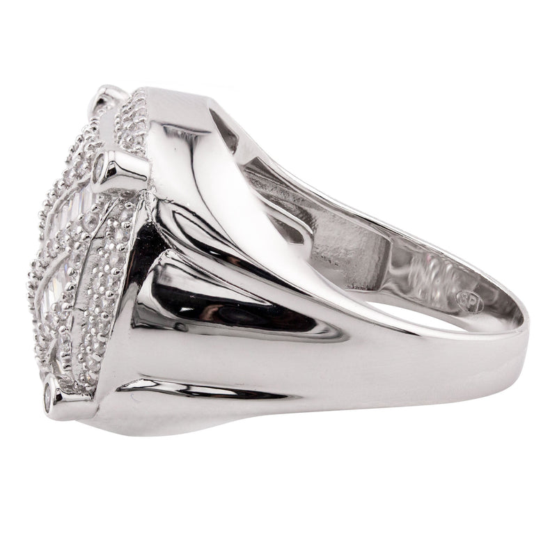 Mens Silver Baguette Pinky Ring | Appx 10.6 Grams