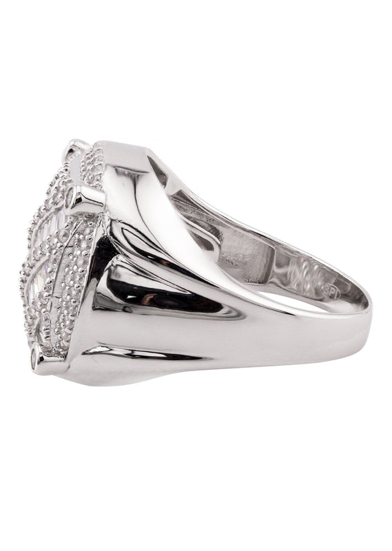Mens Silver Baguette Pinky Ring | Appx 10.6 Grams
