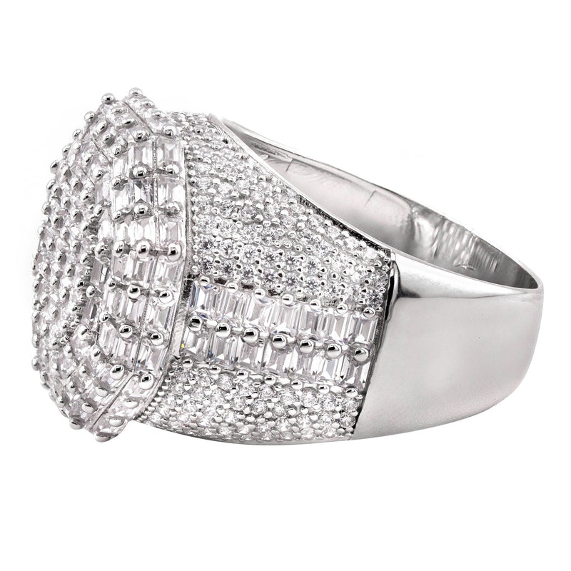 Mens Silver Baguette Signet Ring | Appx 10.6 Grams