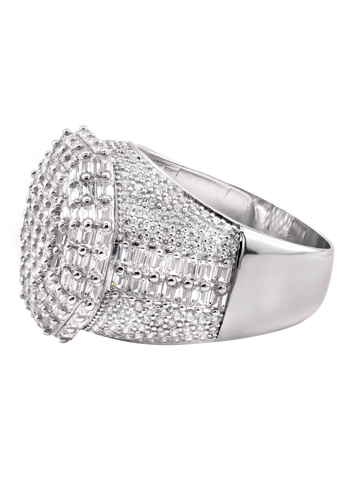 Mens Silver Baguette Signet Ring | Appx 10.6 Grams