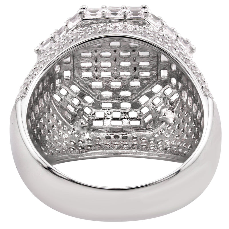 Mens Silver Baguette Signet Ring | Appx 10.6 Grams
