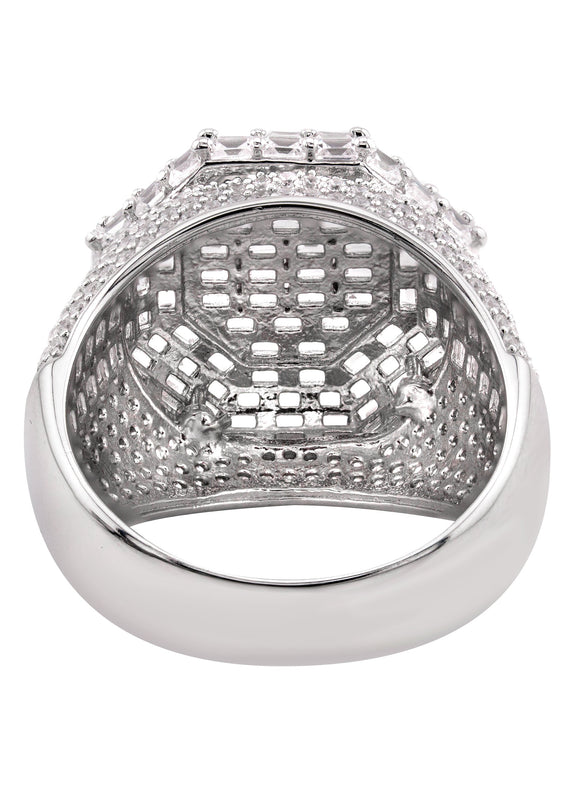 Mens Silver Baguette Signet Ring | Appx 10.6 Grams