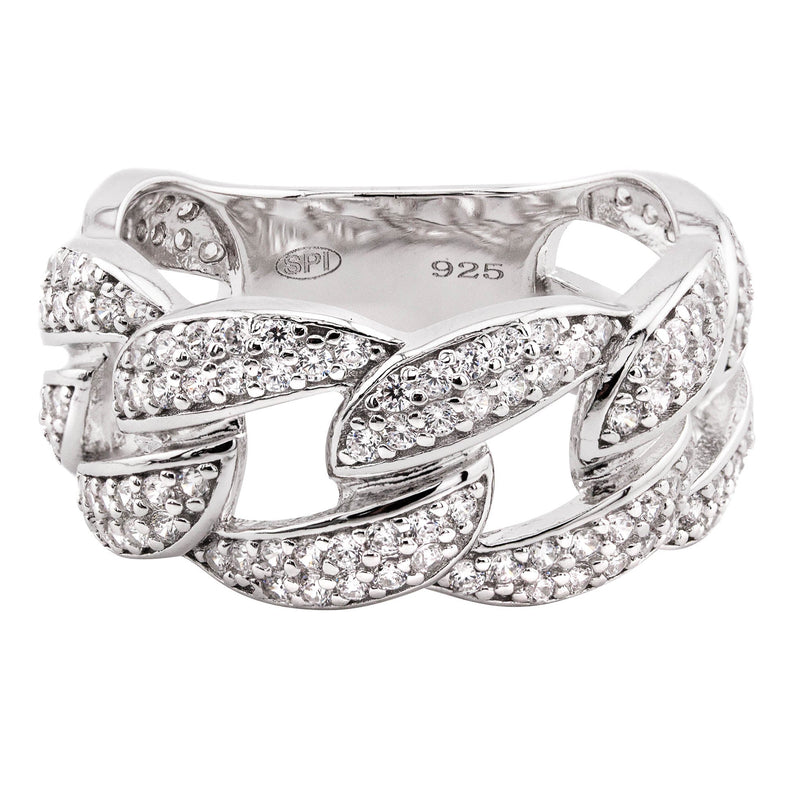 Mens Silver CZ Cuban Ring | Appx 7 Grams