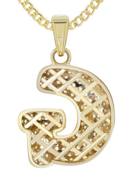 10K Yellow Gold Bubble Letter "G" CZ Necklace | Appx. 13.8 Grams