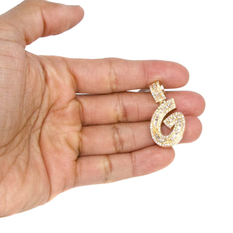 14K Yellow Gold Letter "G" Baguette Diamond Necklace | 2.4 Carats