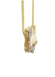 14K Gold  Two Tone Diamond Cut with Diamonds Name Plate Necklace | Style #28