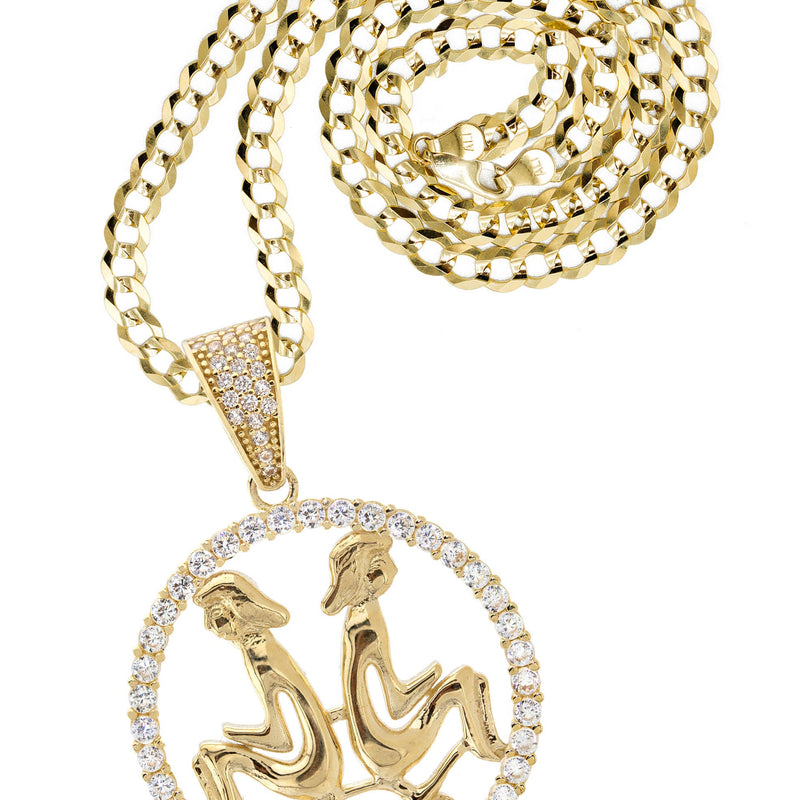 10K Yellow Gold Zodiac Gemini Necklace | Appx. 17.8 Grams