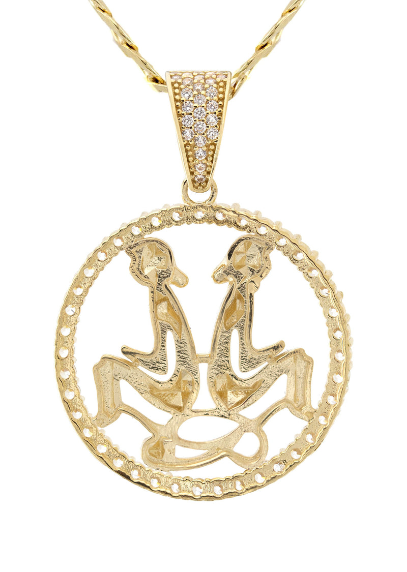 10K Yellow Gold Zodiac Gemini Necklace | Appx. 17.8 Grams