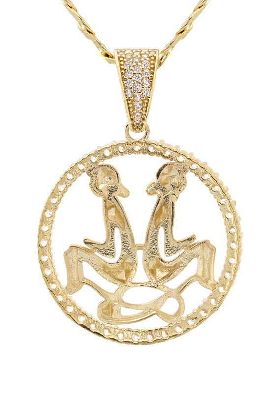 10K Yellow Gold Zodiac Gemini Necklace | Appx. 17.8 Grams