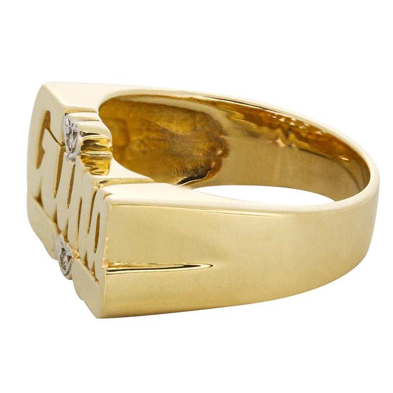 14K Diamond Script Gold Name Ring | Appx. 5.7 Grams