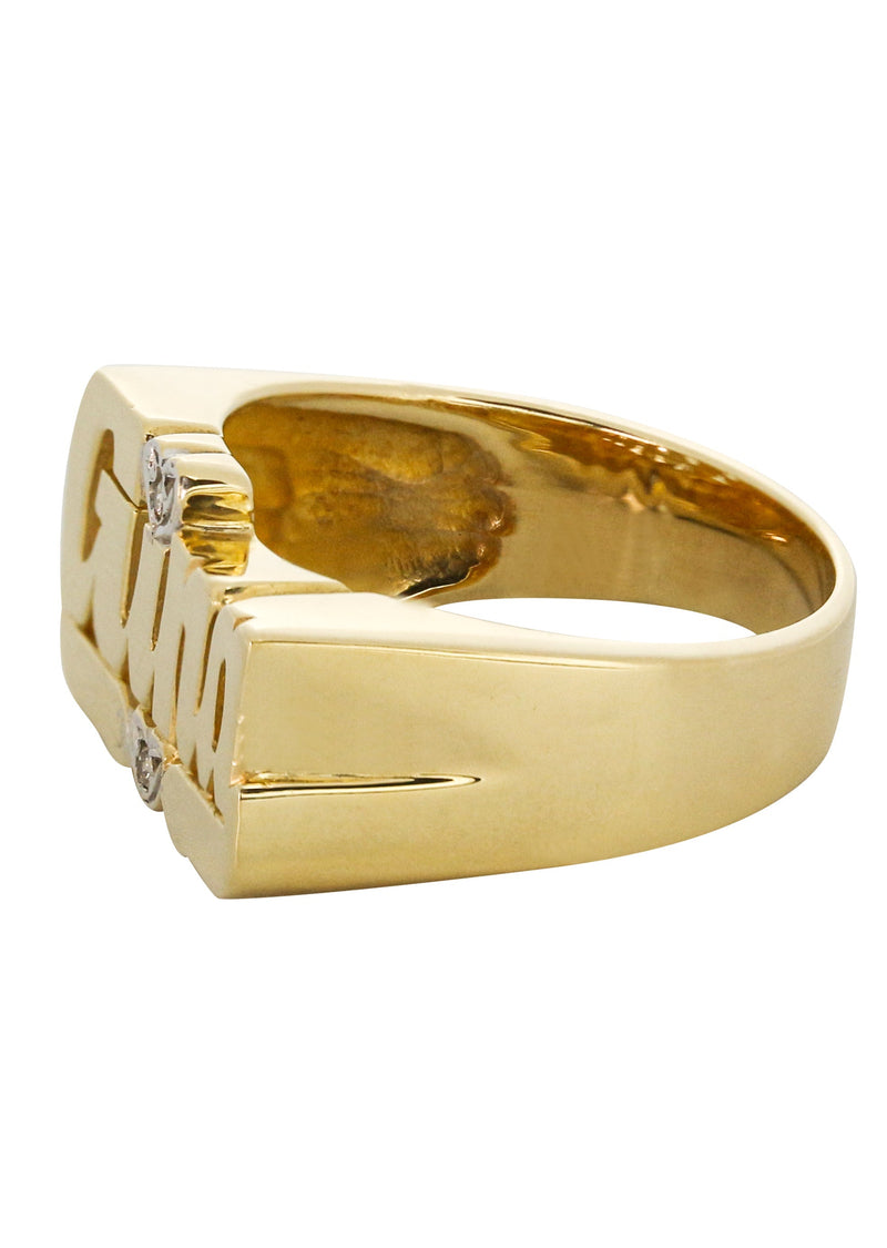 14K Diamond Script Gold Name Ring | Appx. 5.7 Grams