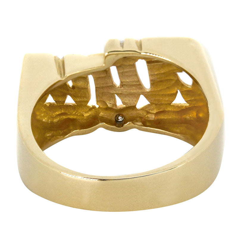 14K Diamond Script Gold Name Ring | Appx. 5.7 Grams