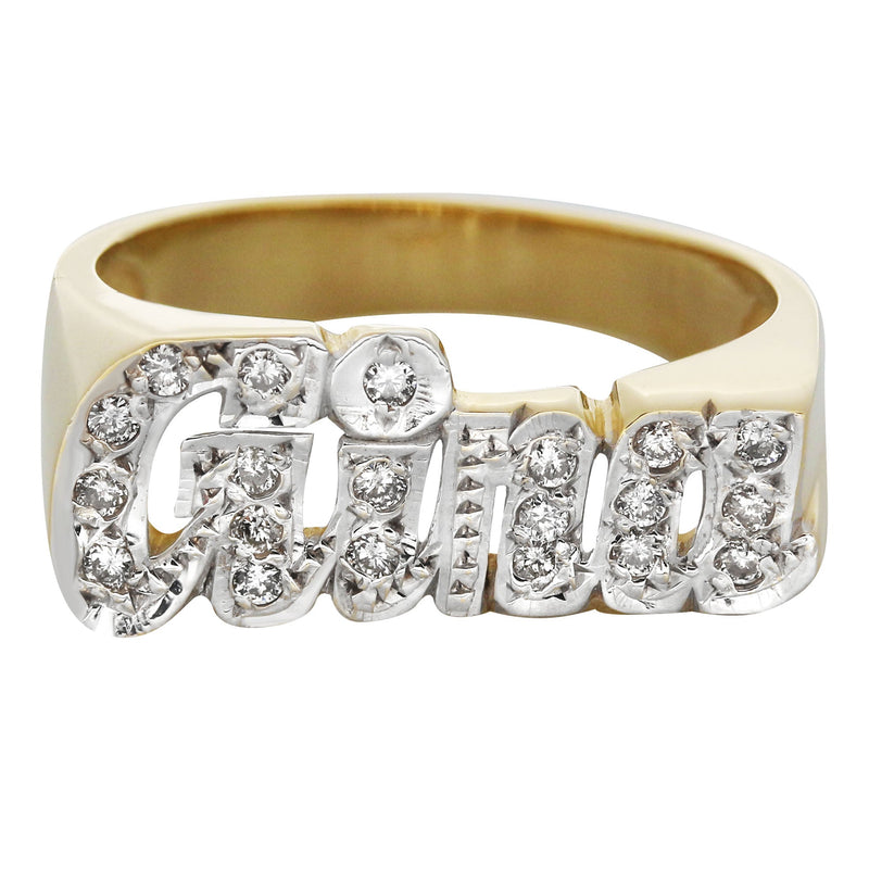 14K Diamond Two Tone Gold Name Ring | Appx. 5.7 Grams