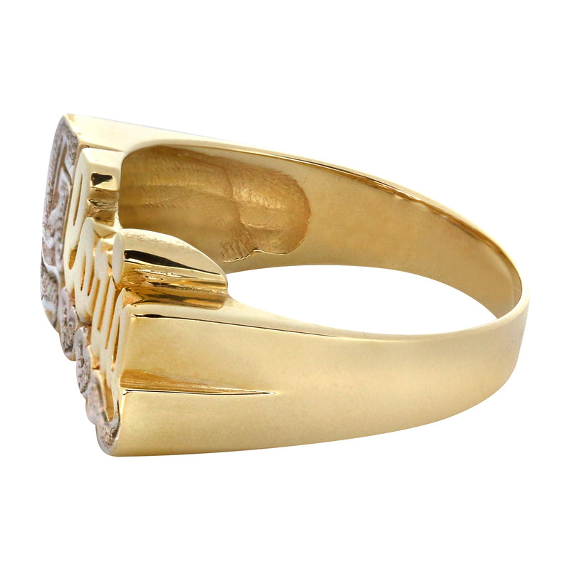 14K Two Tone Diamond Cut Gold Name Ring | Appx. 4.7 Grams
