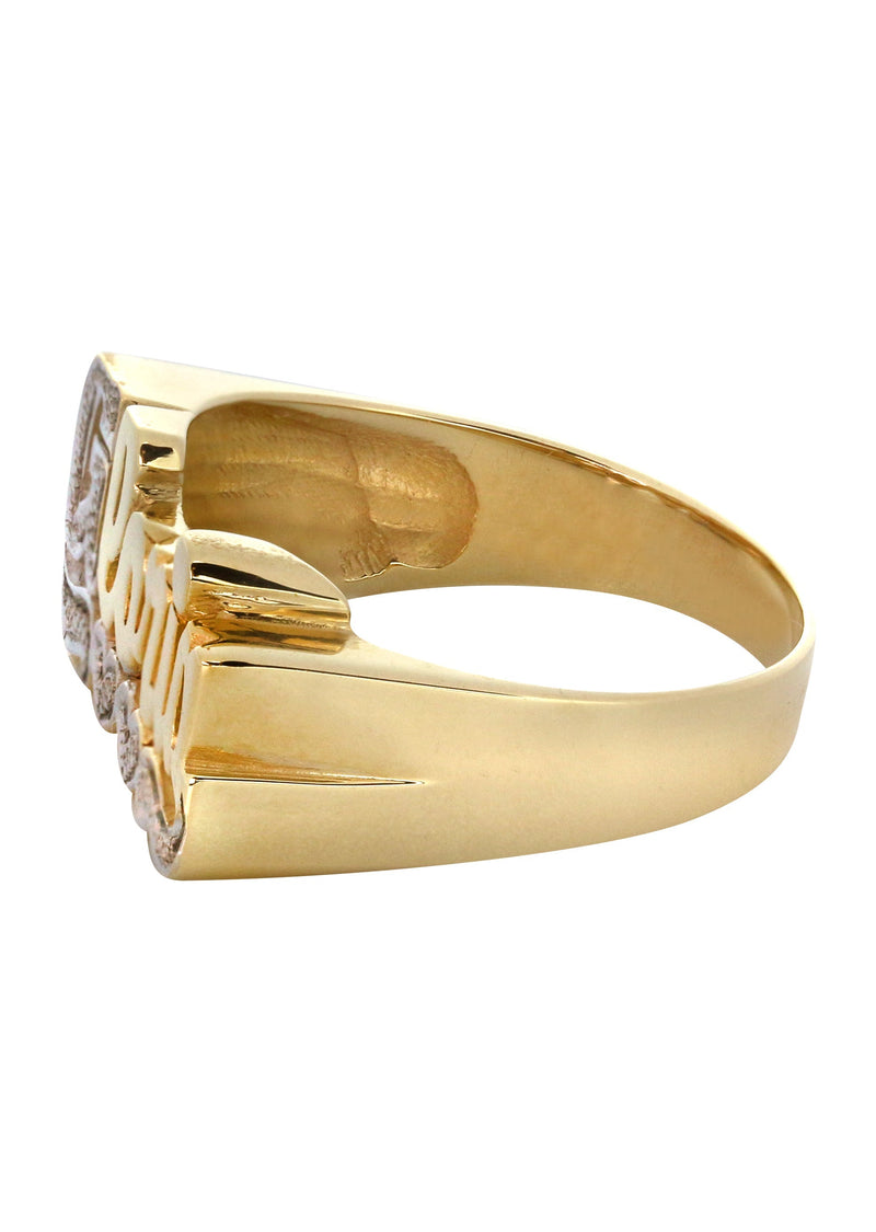 14K Two Tone Diamond Cut Gold Name Ring | Appx. 4.7 Grams