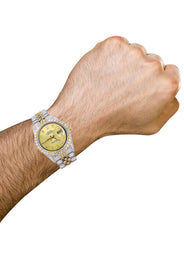Iced Out Rolex Datejust 36 MM | Two Tone | 10 Carats of Diamonds | Gold Diamond Dial