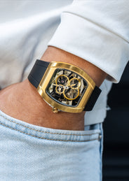 Frost NYC Mens Watch - Automatic  Skeleton Sport Gold Watch | FRST-01-CY| Black