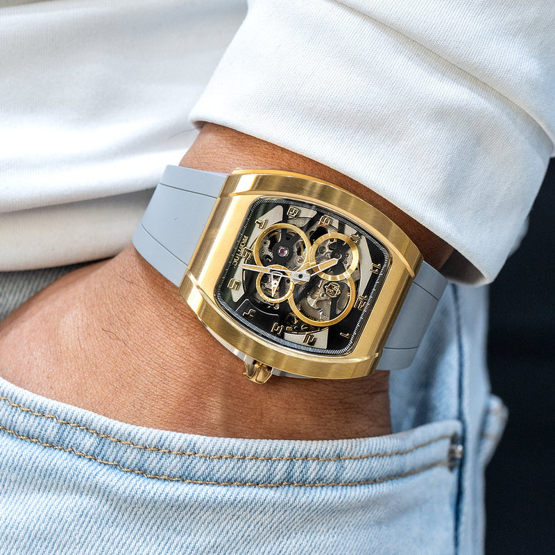 Frost NYC Mens Watch - Automatic  Skeleton Sport Gold Watch | FRST-01-CY | Gray