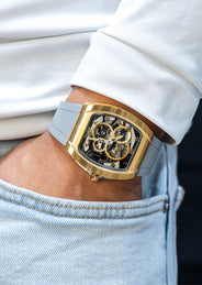 Frost NYC Mens Watch - Automatic  Skeleton Sport Gold Watch | FRST-01-CY | Gray
