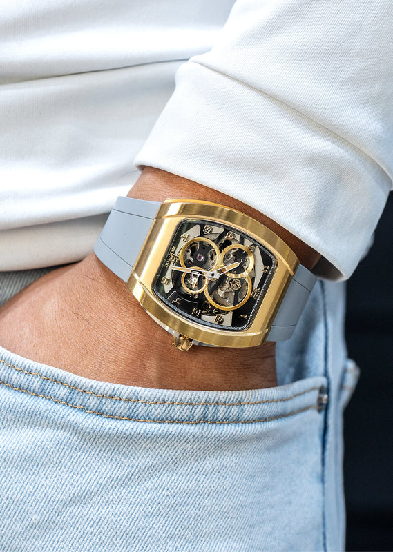 Frost NYC Mens Watch - Automatic  Skeleton Sport Gold Watch | FRST-01-CY | Gray